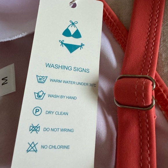 TOP ONLY - Tangerine / Coral Tankini top - Picture 2 of 9